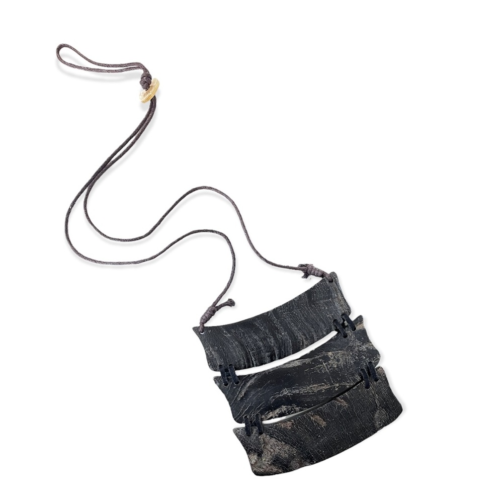 MooMoo Designs 3 Tier Black Ox Horn Necklace